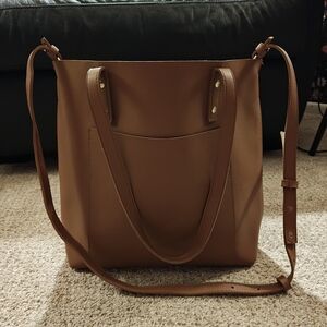 HENNY & LEV Tan Vegan Leather Tote with Adjustable Strap
